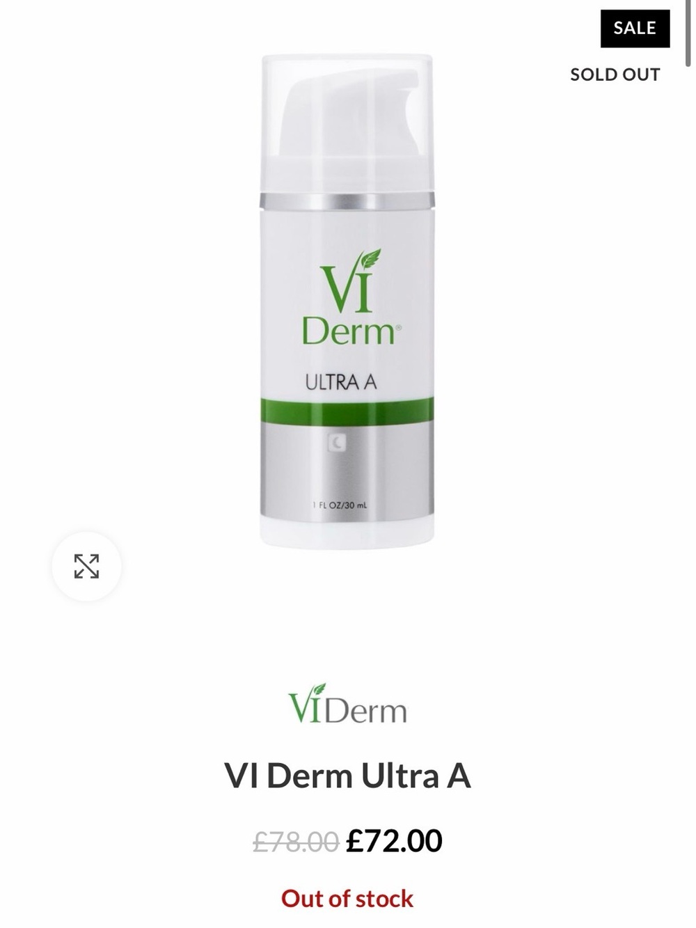 Vi Derm Ultra A Cream 1 FL OZ/ 30 mL